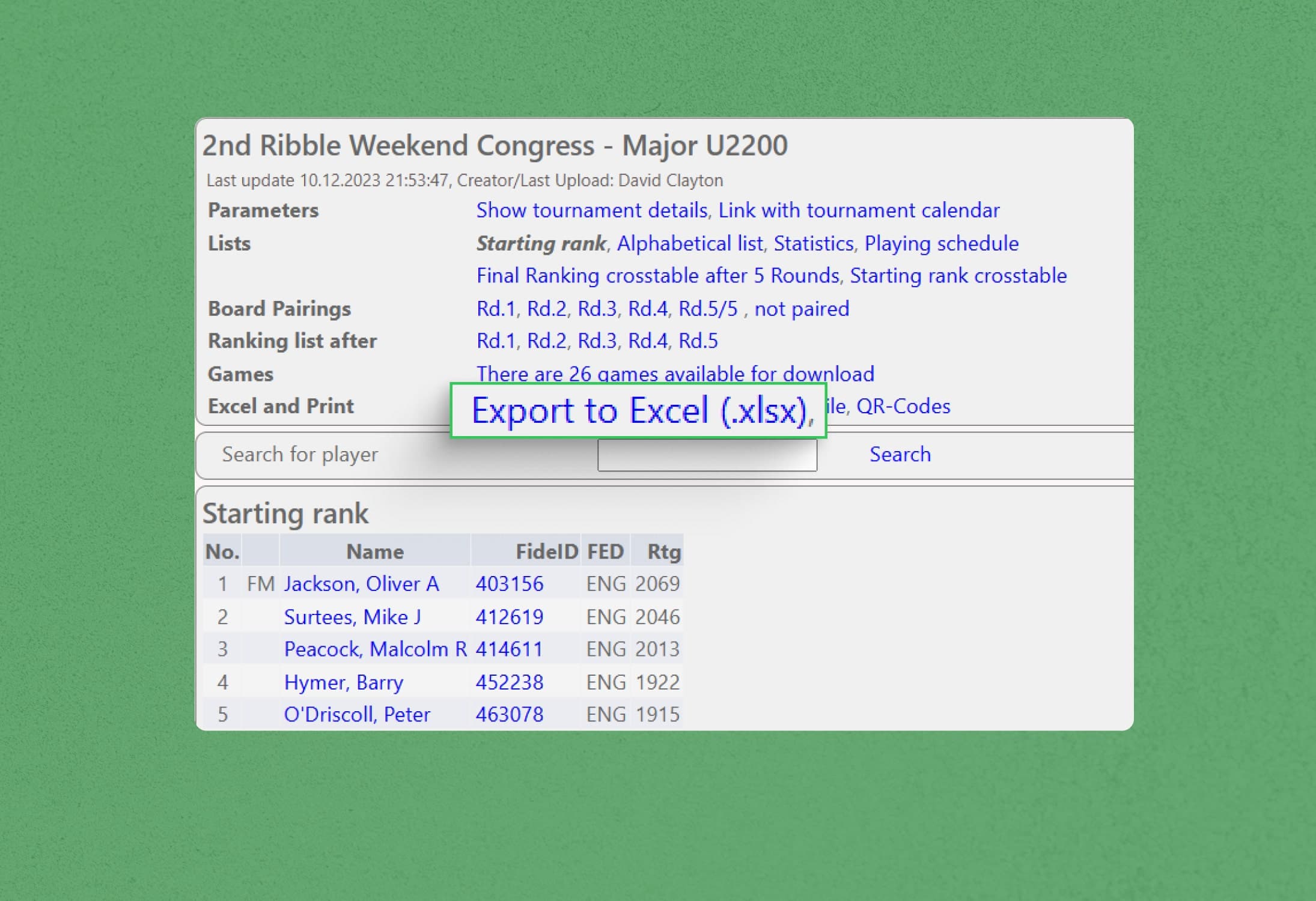 How to import pairings into idChess