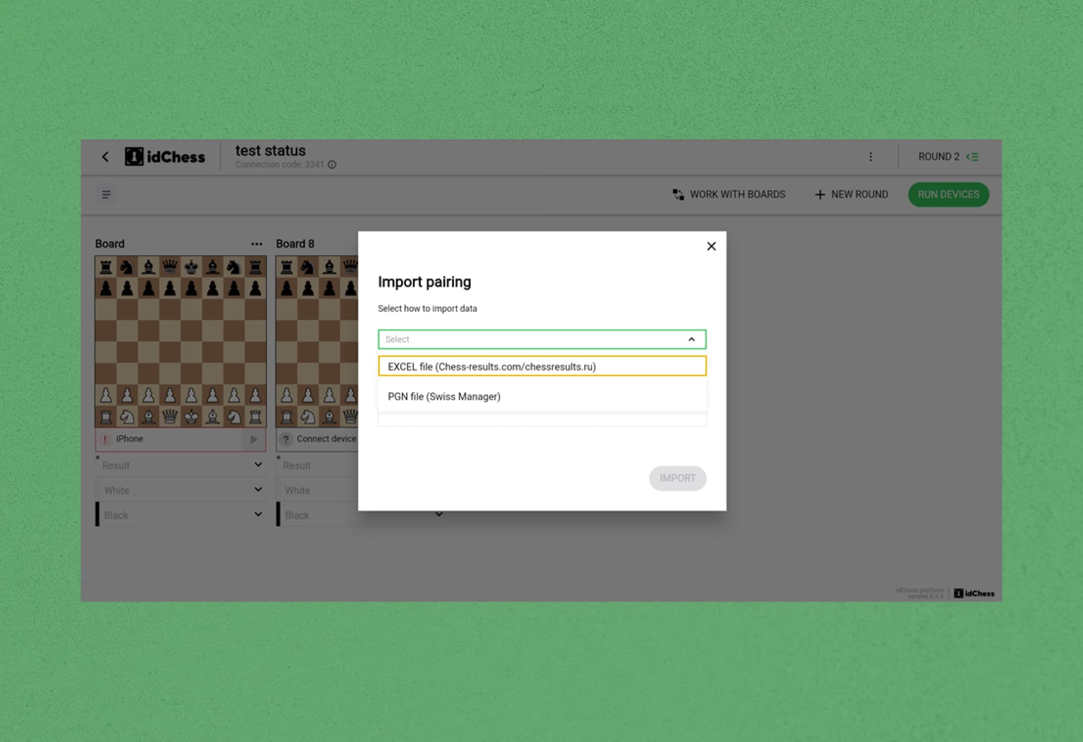 How to import pairings into idChess