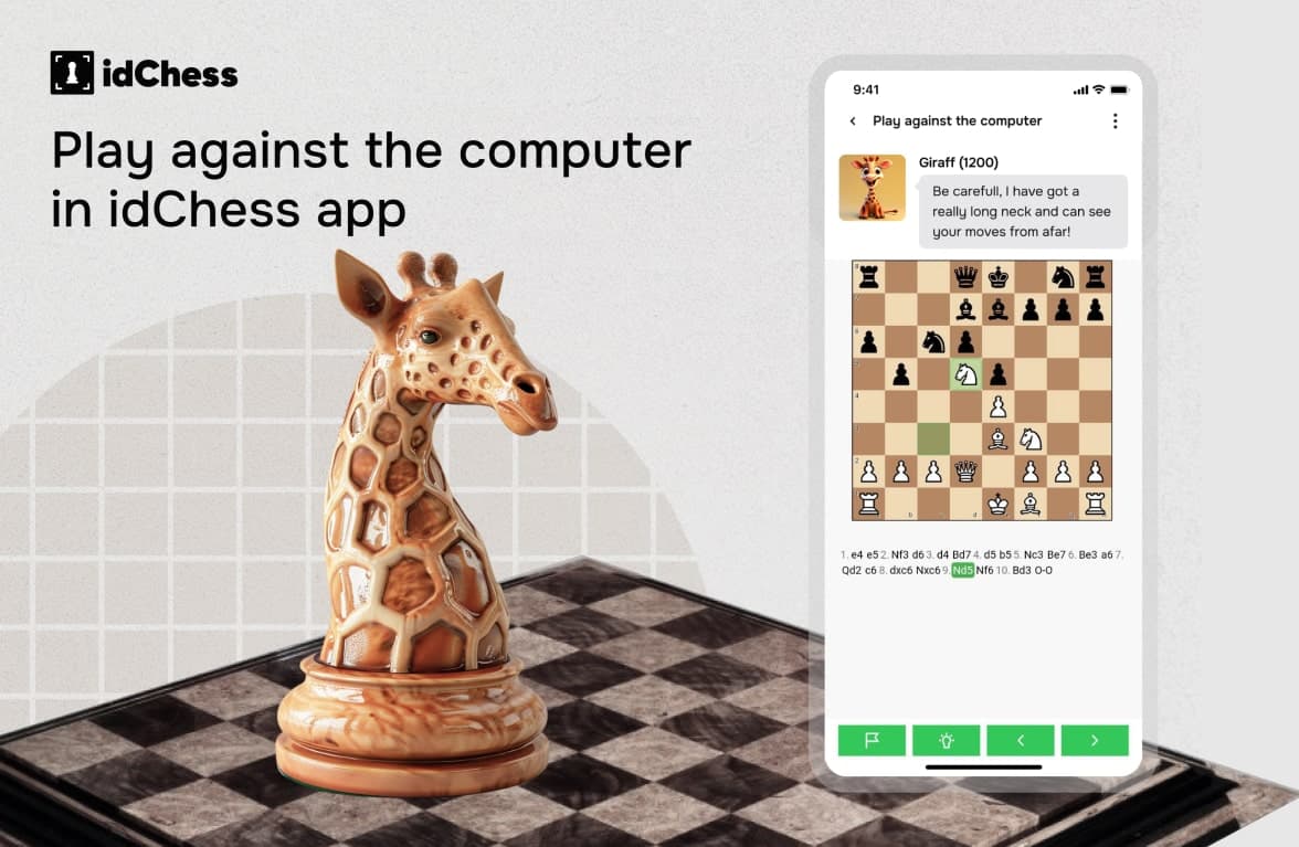 idChess mobile app added a mode for playing against computer