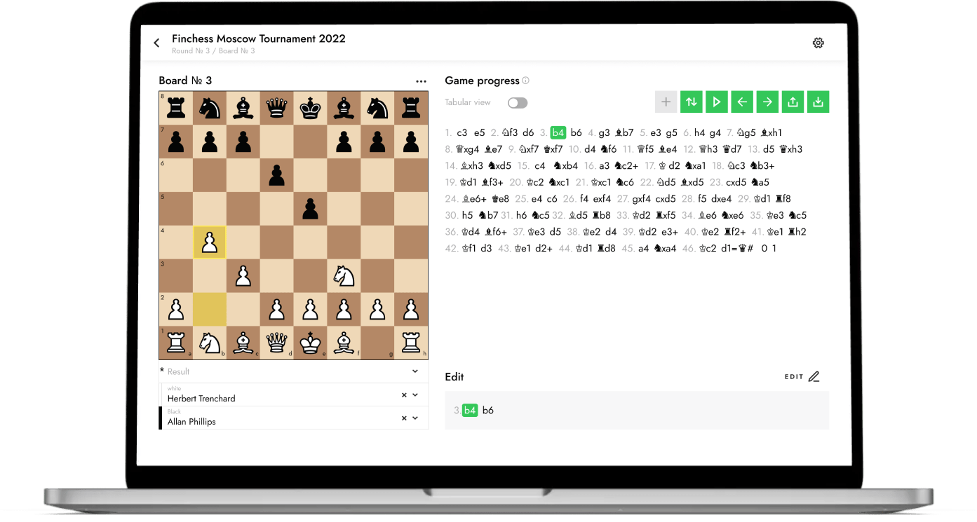 Chess tournament organization with idChess